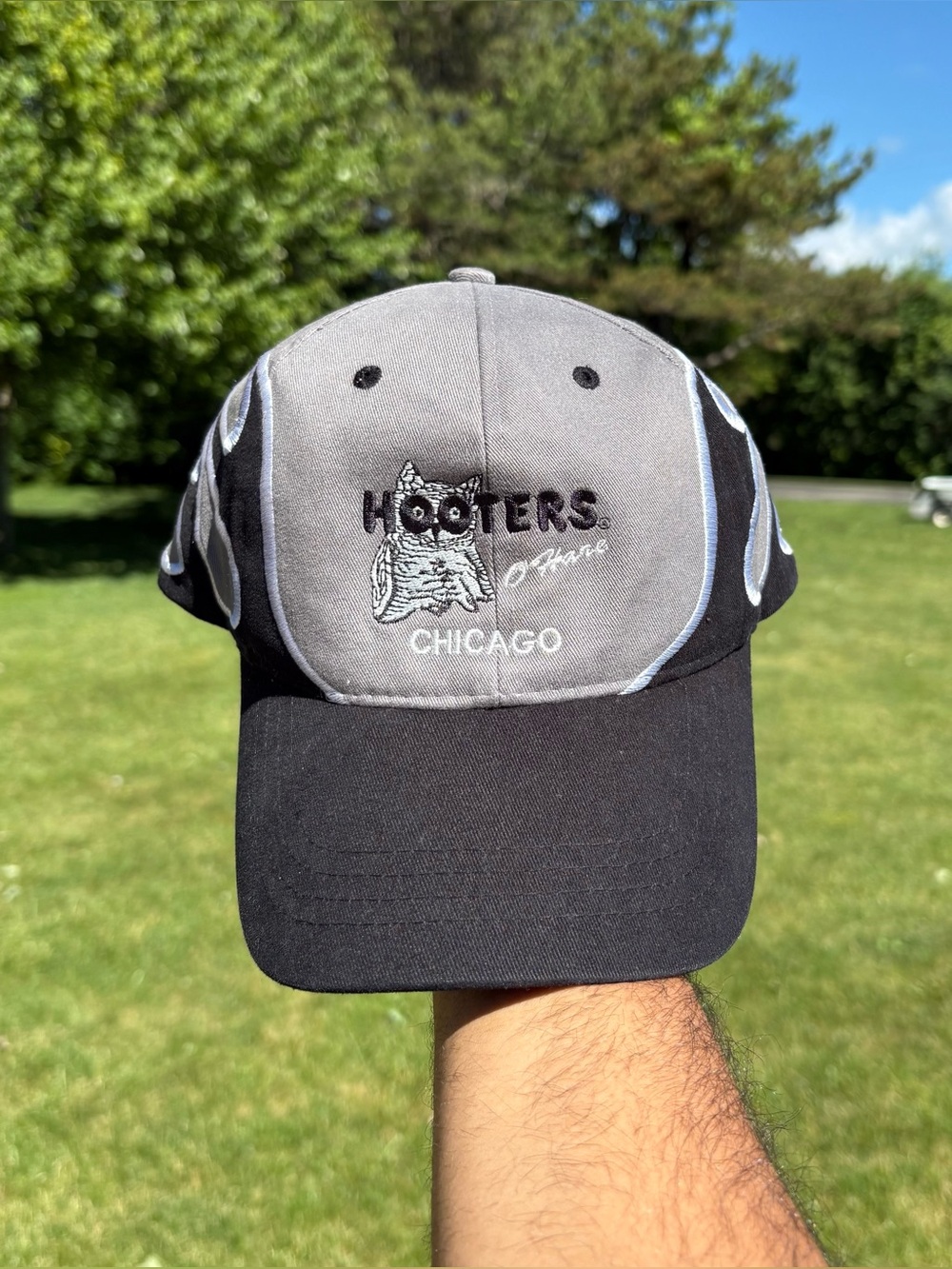Vintage Y2K Hooters HeadShots KC Caps Chicago O’Hare Airport Flames Hat Cap OSFA